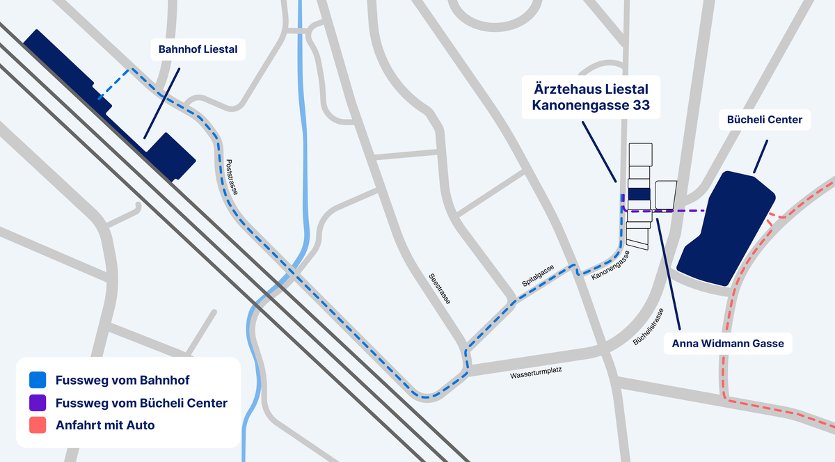 Anfahrt Praxis Liestal